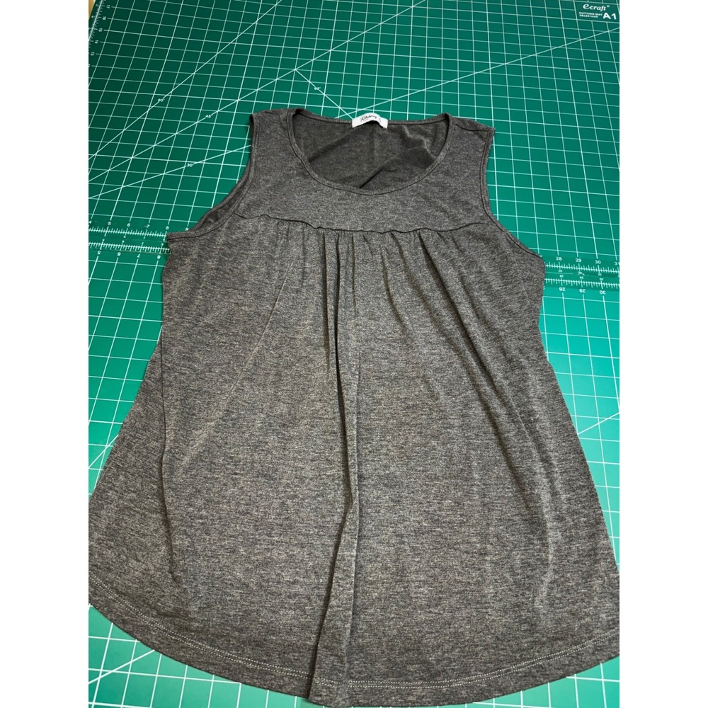 Kikiberry Womens XL Charcoal Gray Heathered Pleated Scoop Neck Tank Sleeveless